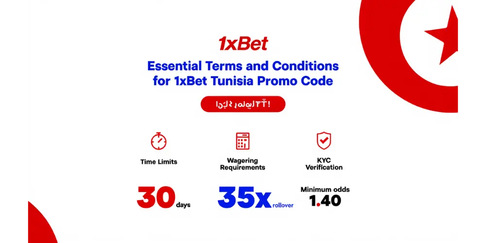 Conditions générales essentielles du code promotionnel 1xBet Tunisie